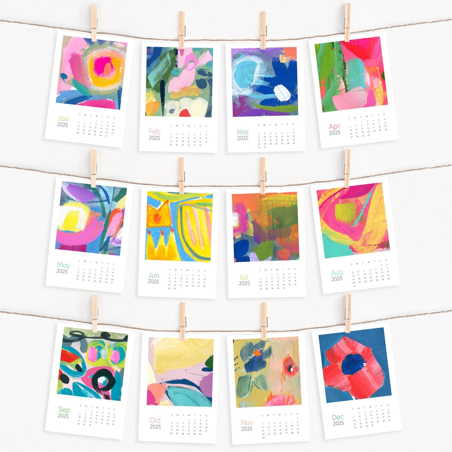 2025 desktop calendar abstract artwork