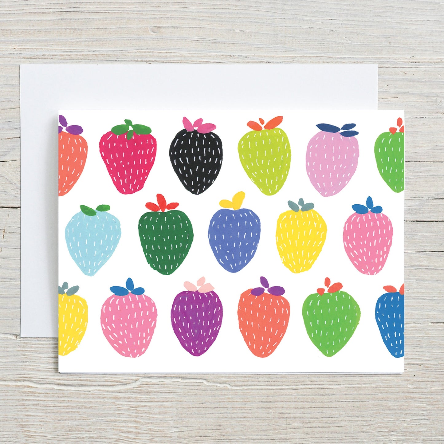 Greeting card with colorful strawberry pattern with envelope