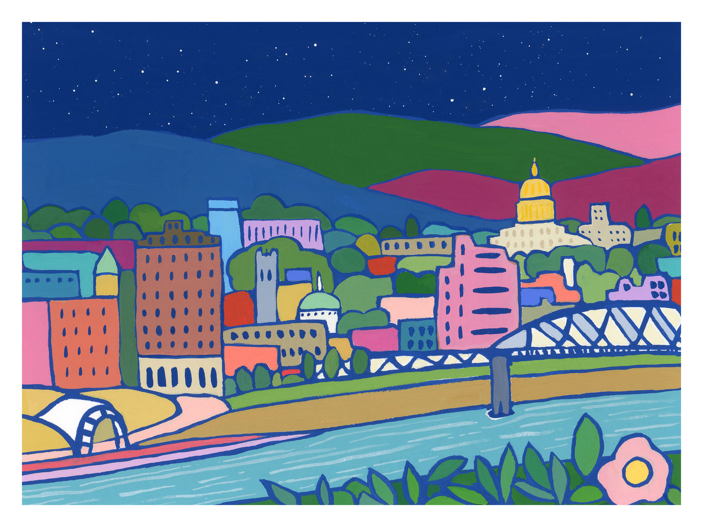 Charleston West Virginia skyline art print
