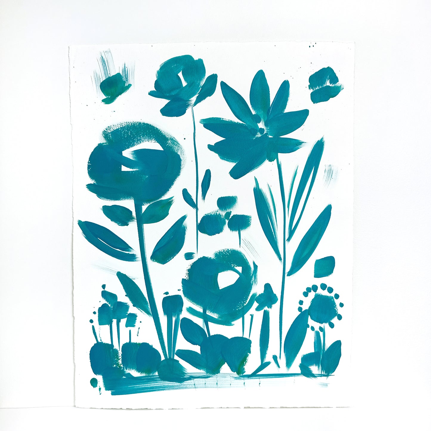 acrylic floral artwork on paper