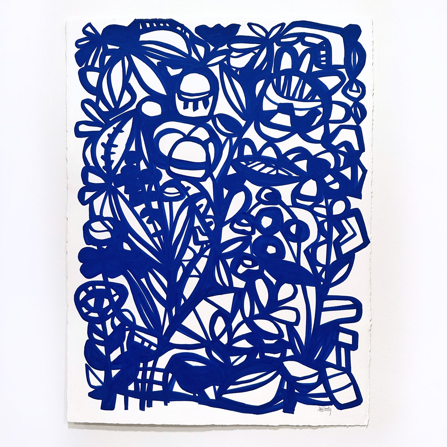 Abstract blue artwork on paper