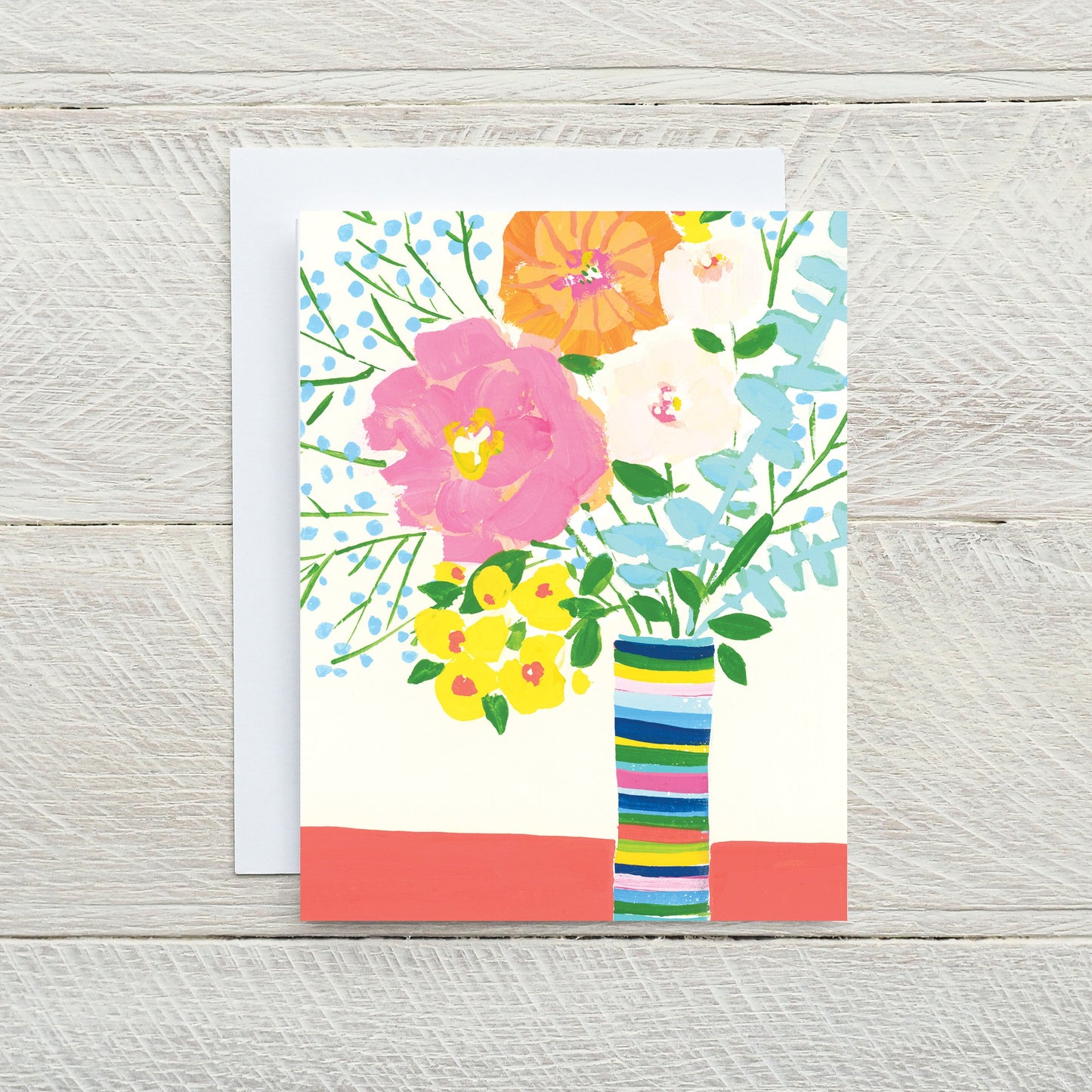 Colorful floral A2 greeting card and envelope