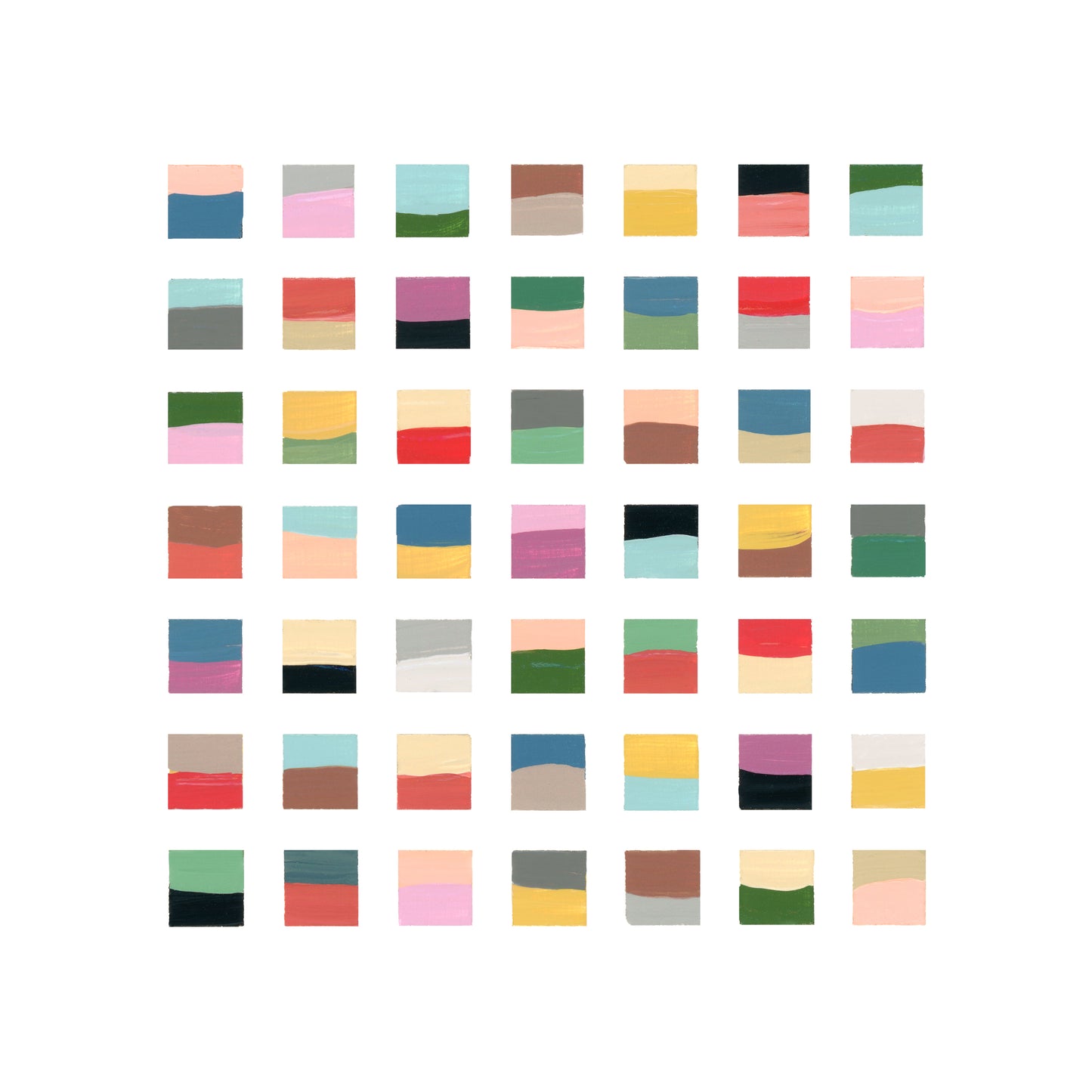 Grid of small color swatches in various hues on a white background