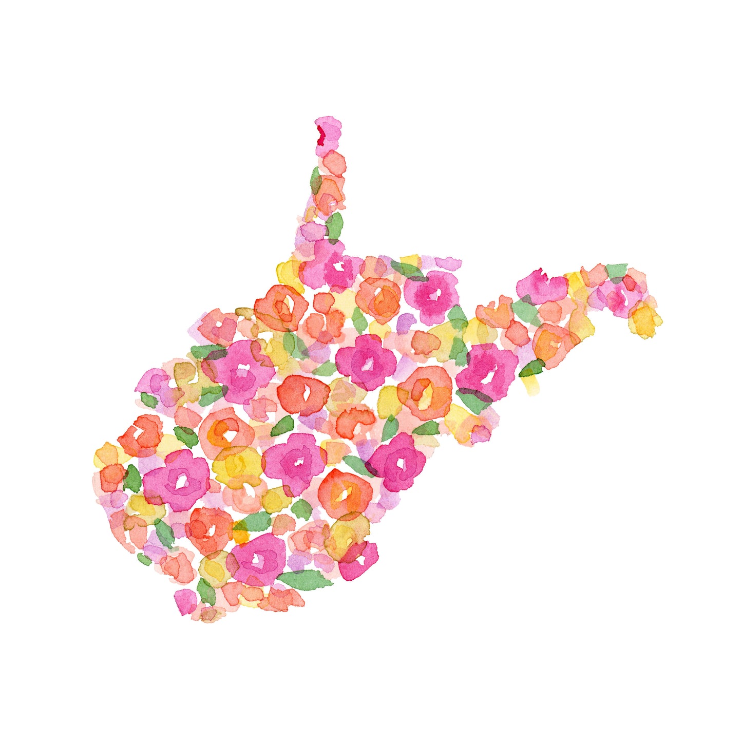 watercolor floral west virginia silhouette fine art print