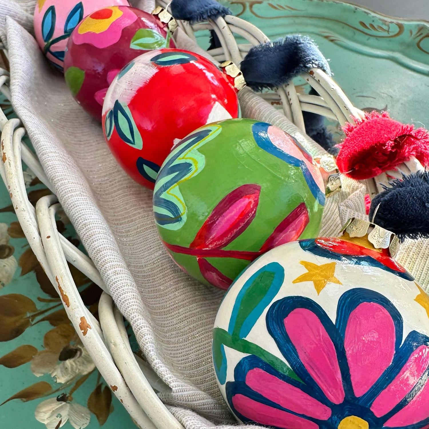 New! Hand-Painted Ceramic Ornaments