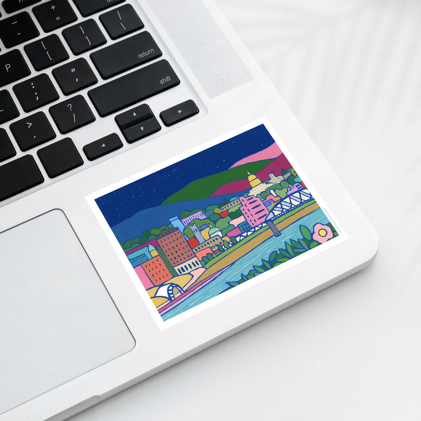 Charleston, WV at Night - 3.3" x 2.5" Vinyl Sticker
