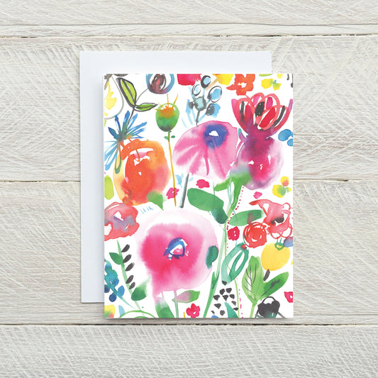 Colorful floral A2 greeting card and envelope