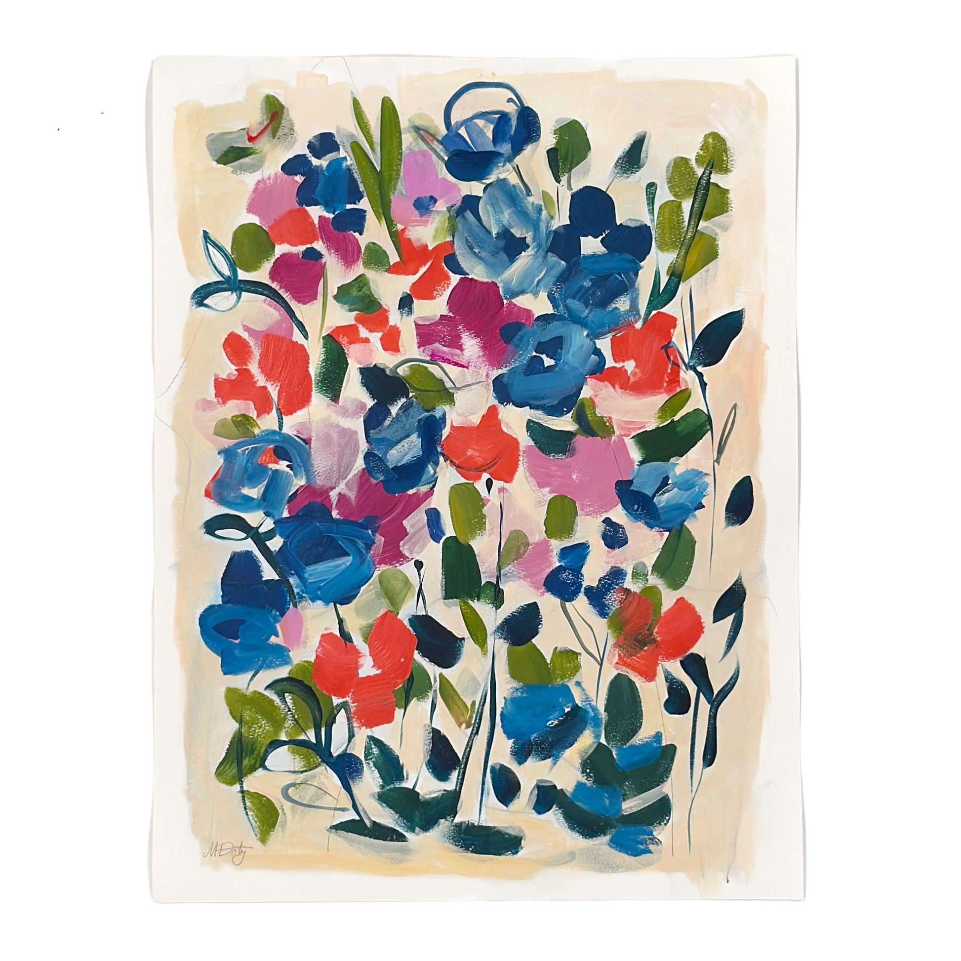 Colorful abstract floral design on a beige background