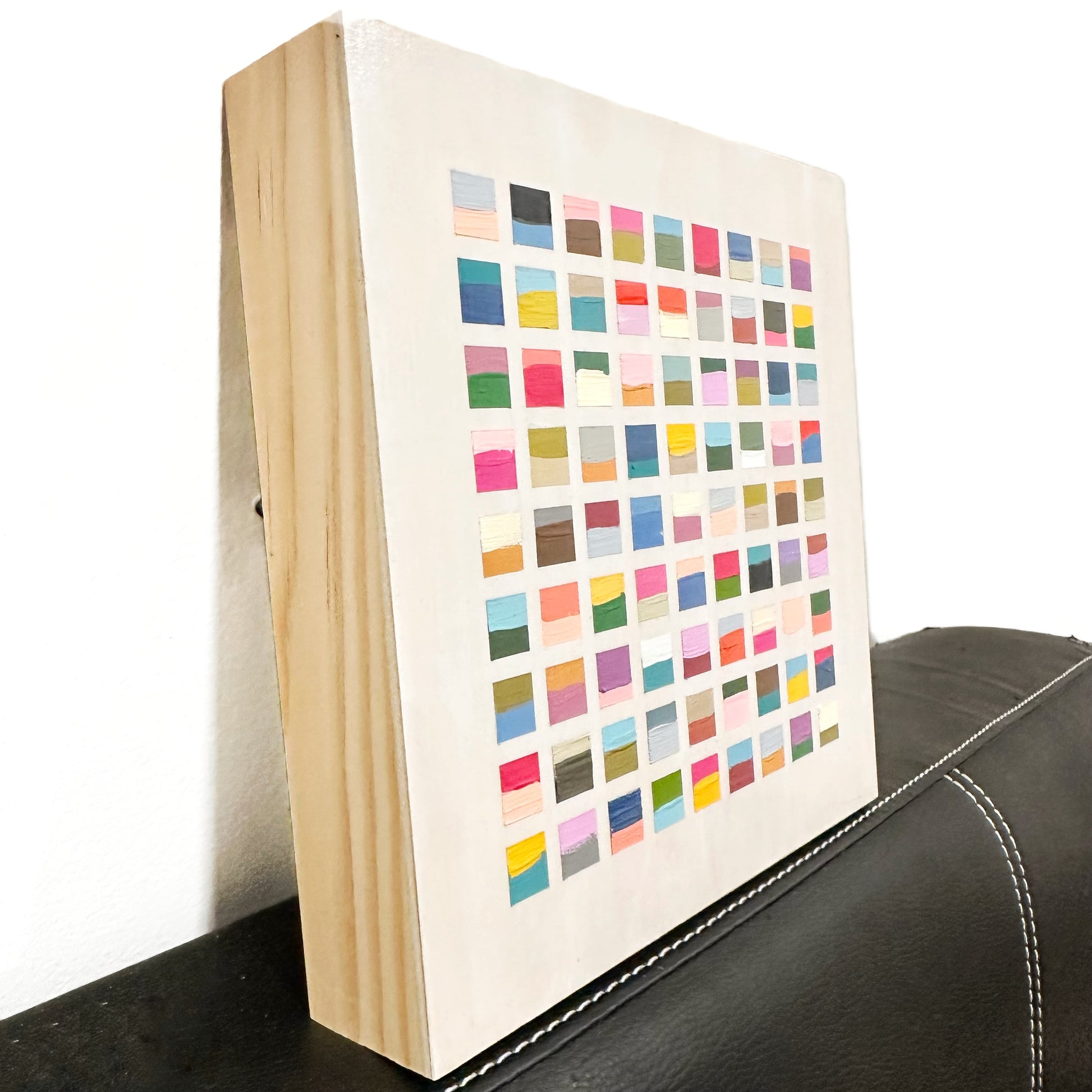 Side view of color block painting