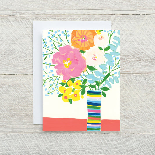 Colorful floral A2 greeting card and envelope