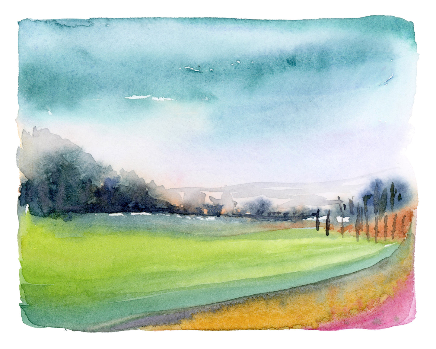 Watercolor landscape fine art print