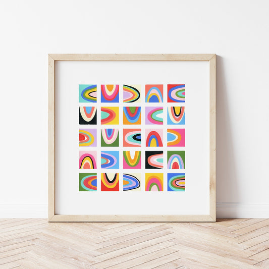 Geometric rainbow colorful fine art print