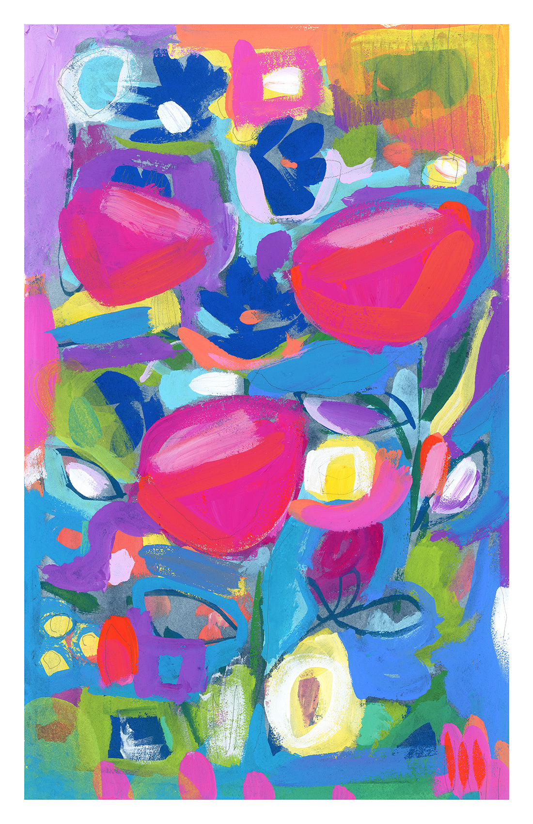 Abstract colorful floral fine art print