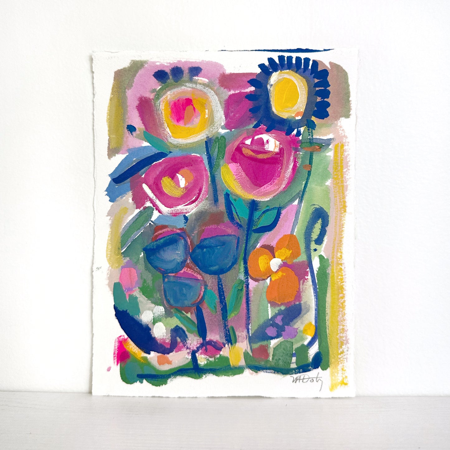 abstract floral artwork on paper