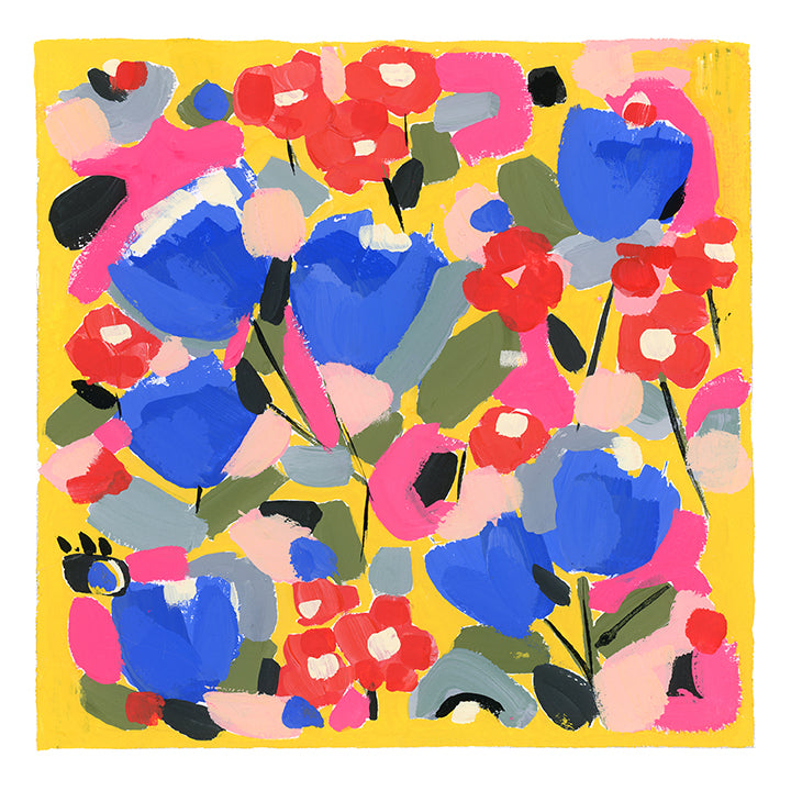 colorful modern floral art print