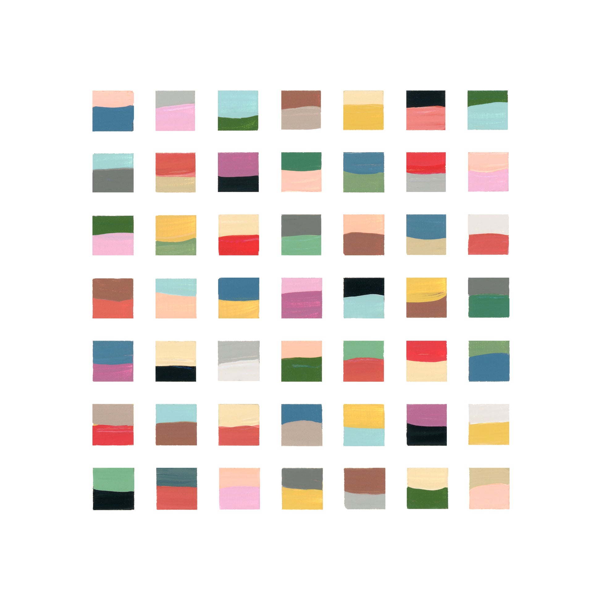 Grid of small color swatches in various hues on a white background