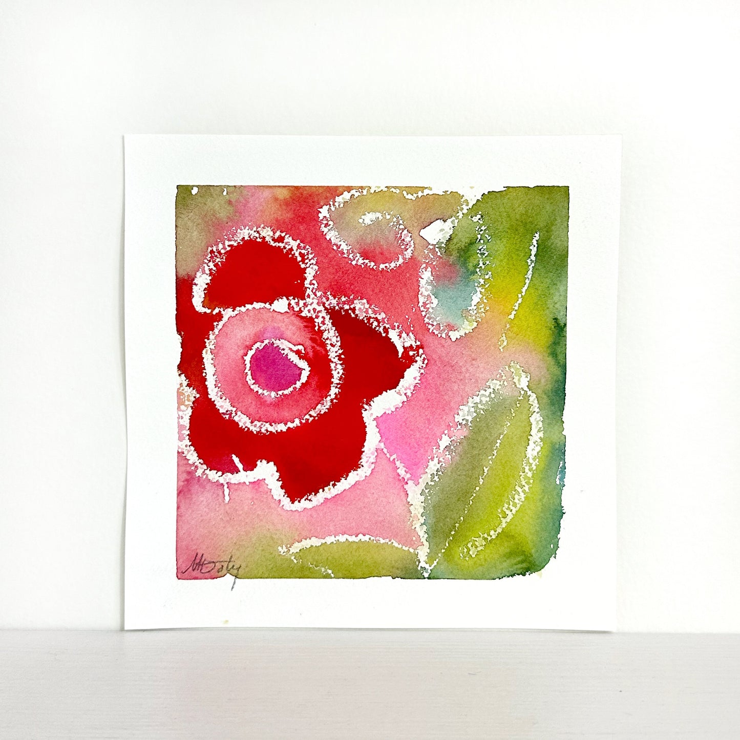 watercolor floral painting on paper