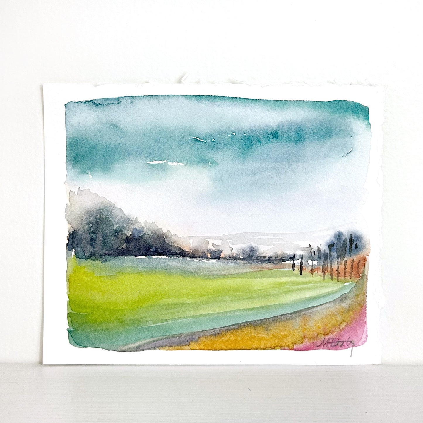 Untitled Landscape - 6" x 5" Watercolor Painting