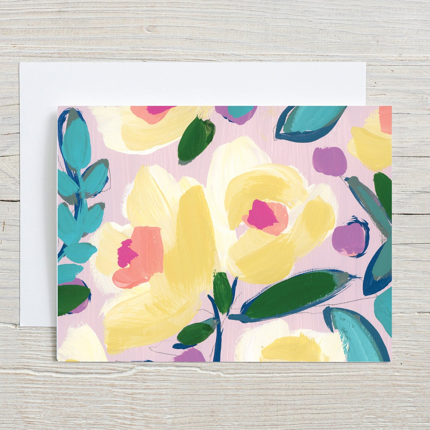 Abstract floral A2 greeting card and envelope
