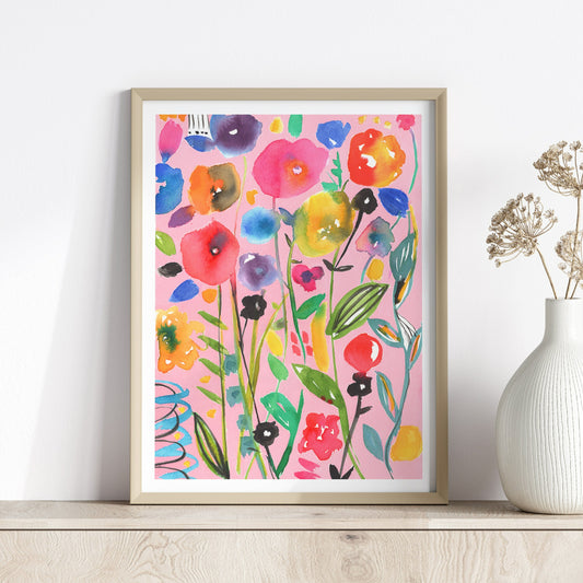 modern watercolor floral art print