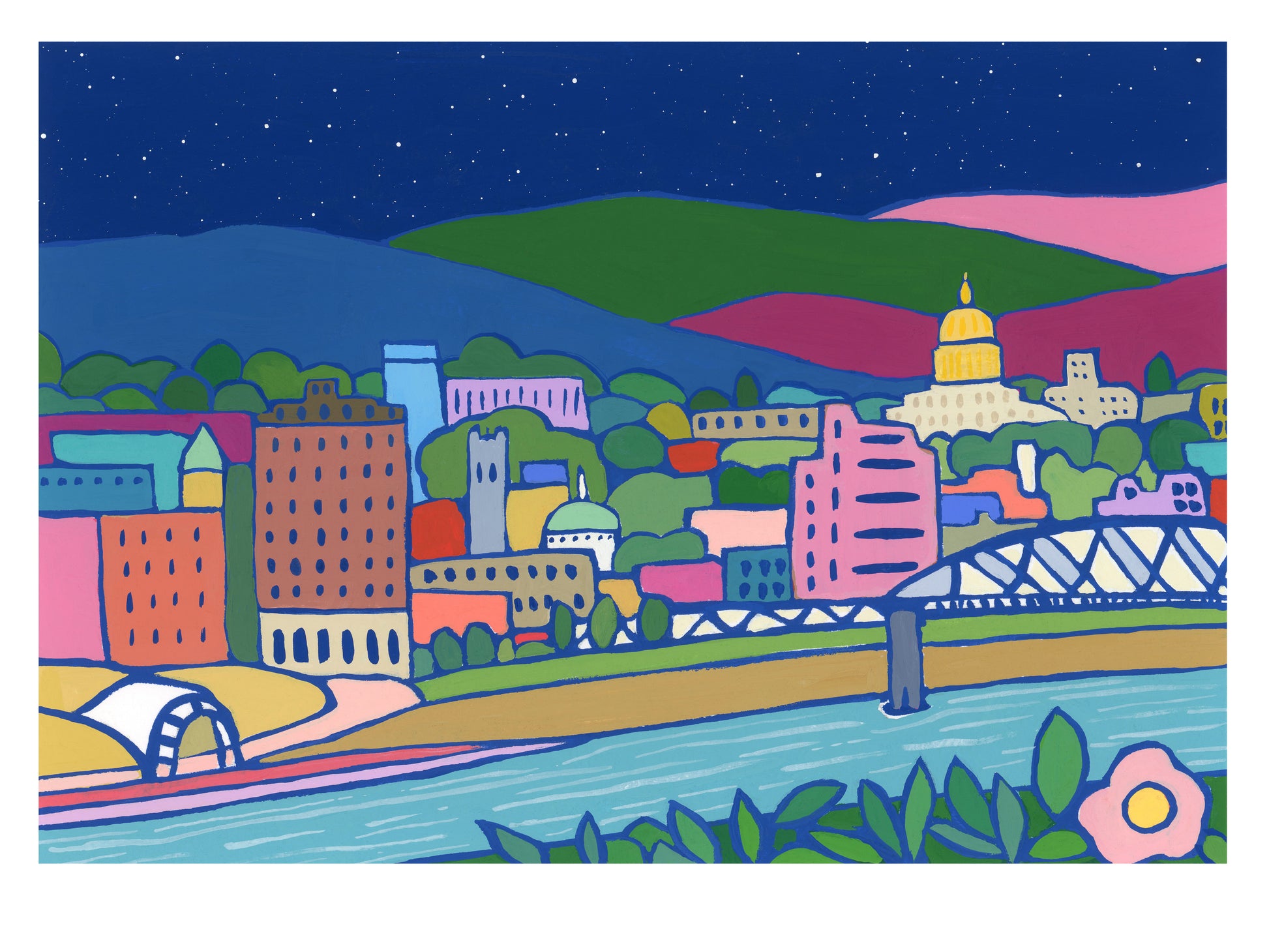 Charleston West Virginia skyline art print