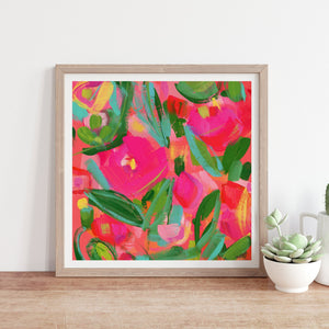 modern pink floral art print