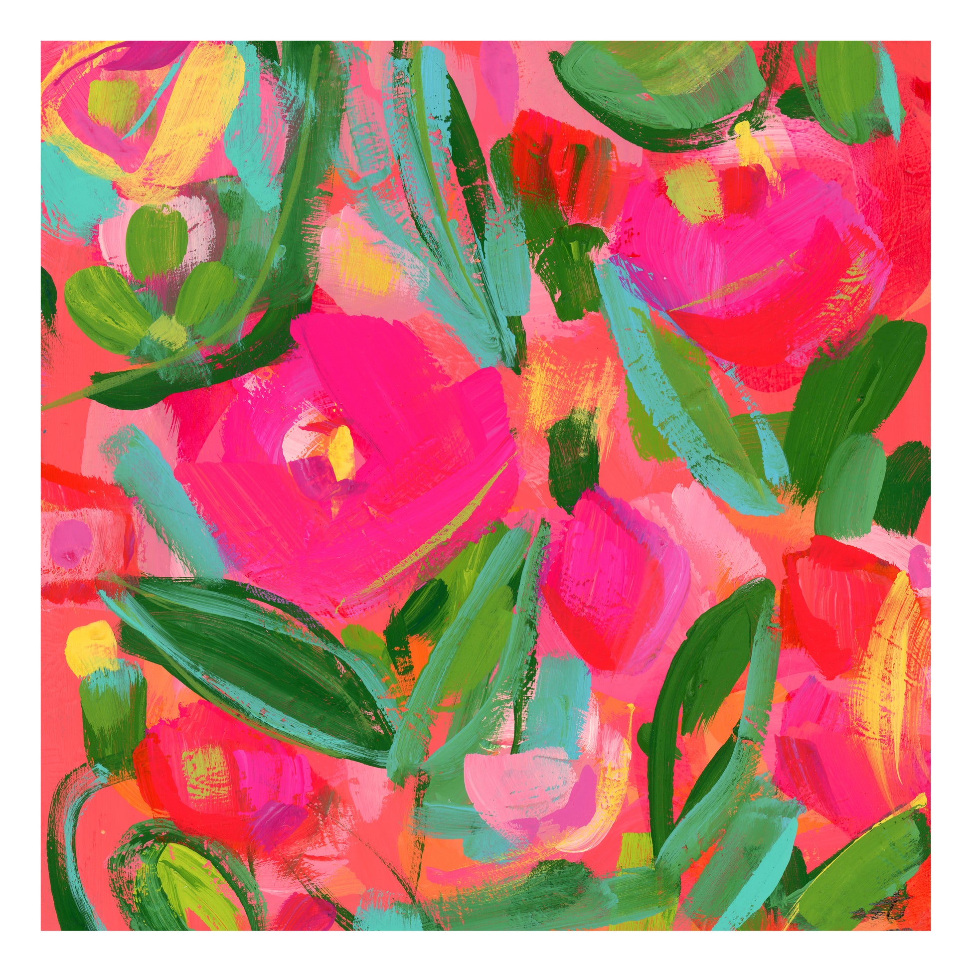 modern pink floral art print